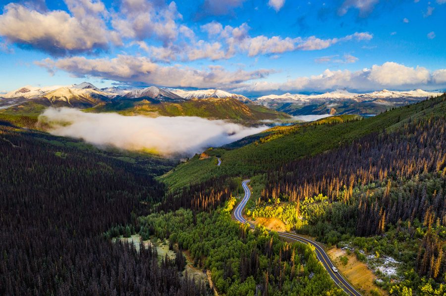 Birds eye view of the Silver Thread Scenic Byway