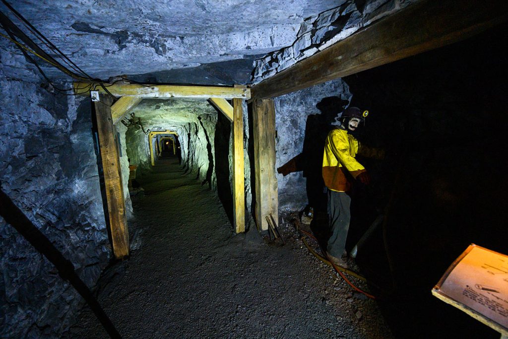 A dummy miner works the Hard Tack mine.