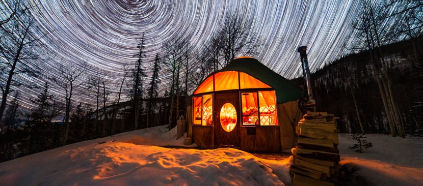 Star Circles on a winter night at the Jon Wilson Yurt