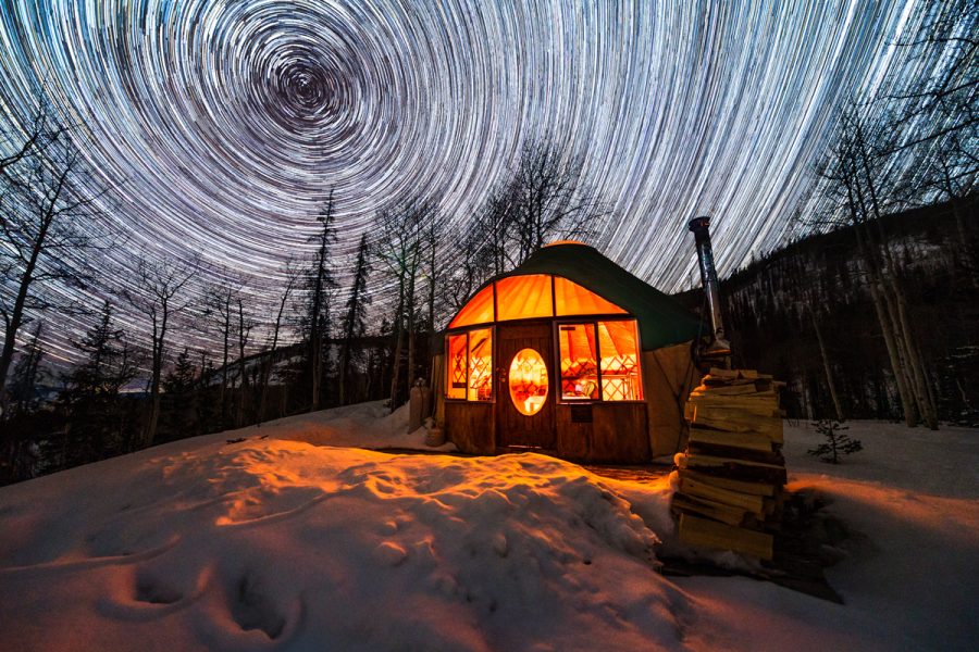 Star Circles on a winter night at the Jon Wilson Yurt
