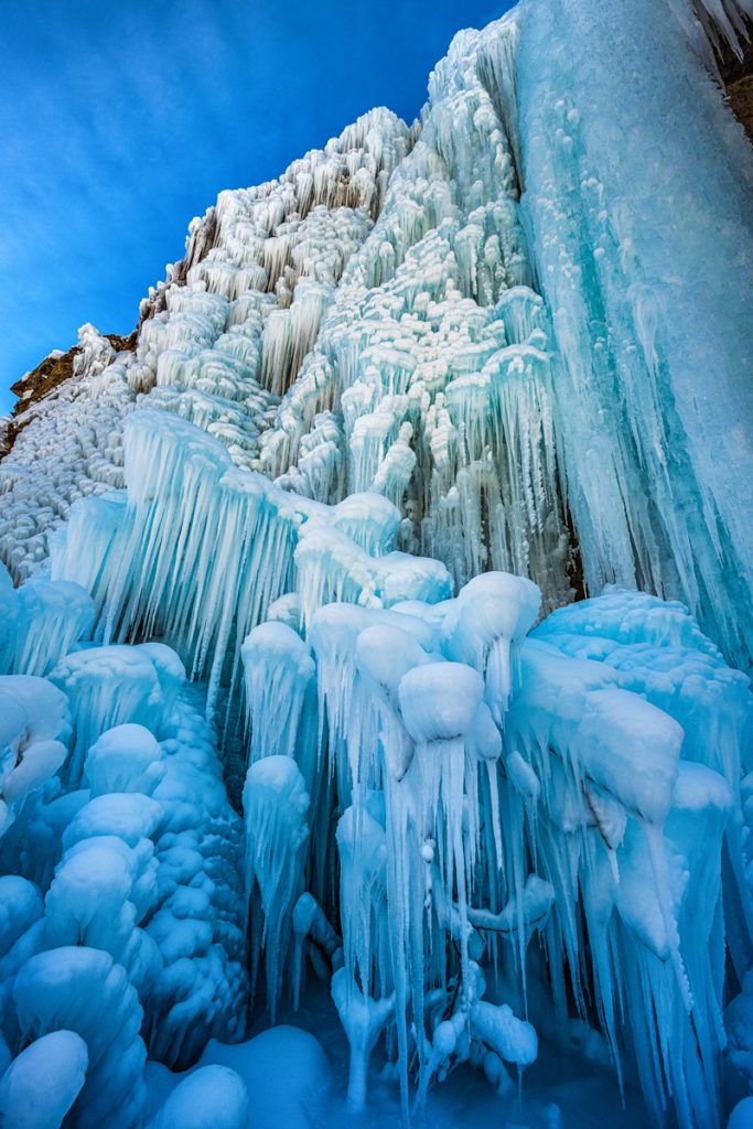 The “frozen jellyfish” on the ice wall at the Lake City Ice Park in Colorado