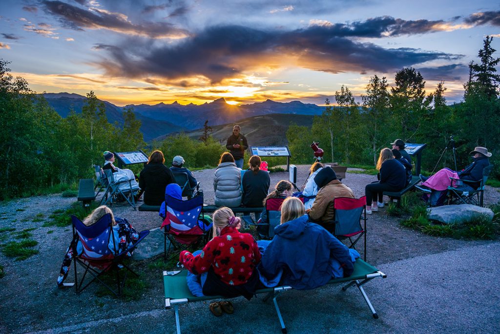 Sunset Astronomy Talk at Windy Point as the stars come out in Lake City, Colorado