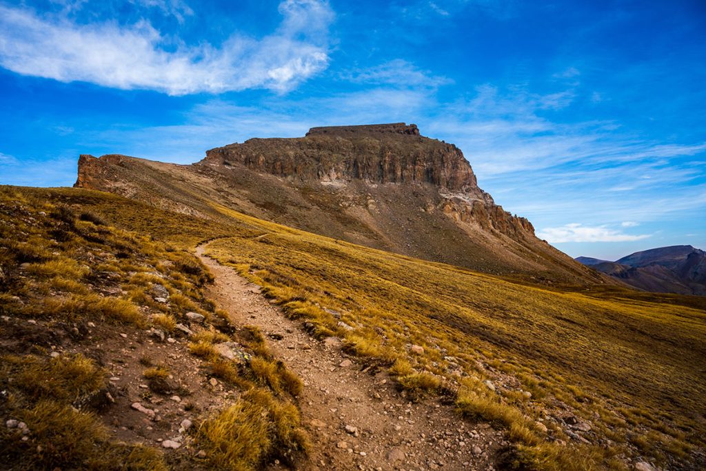 The trail to Uncompahgre Peak, a 14er (14,000+-foot mountain) near Lake City, Colorado.