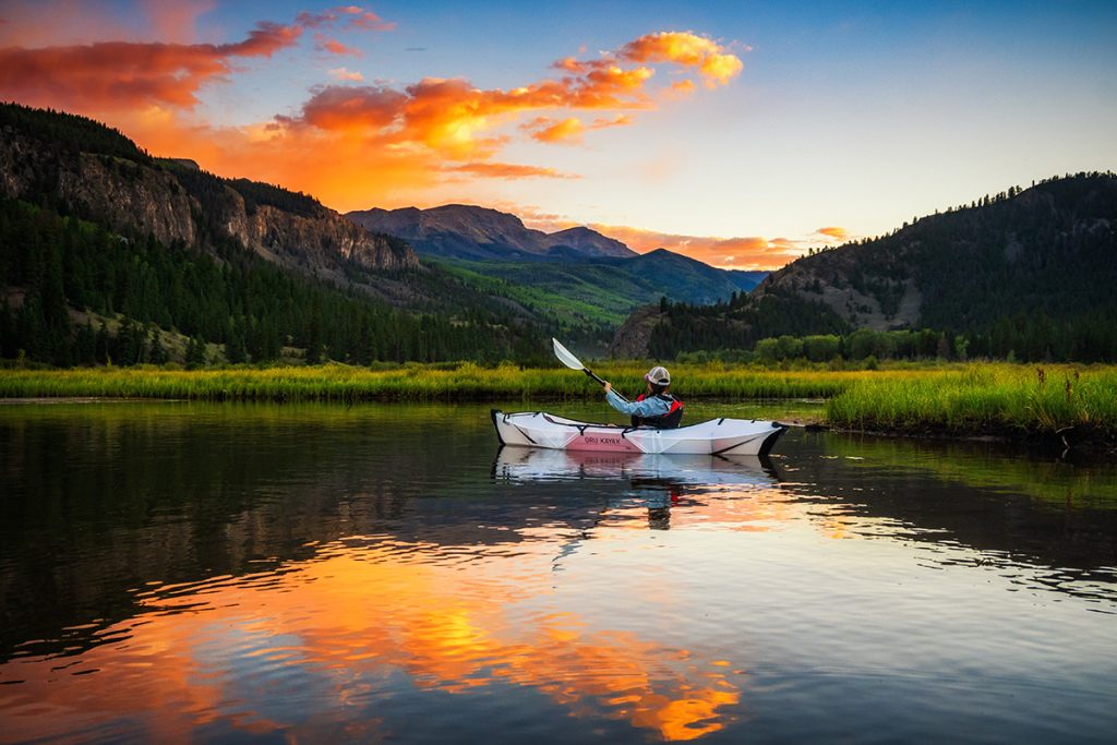 A Sunset Kayak on the south end of Lake San Cristobal near Lake City, Colorado